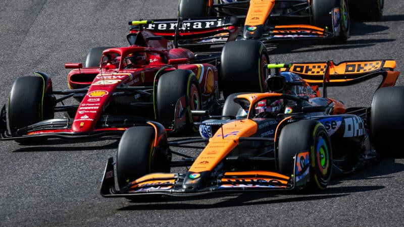 Lando Norris ahead of Carlos Sainz in 2024 F1 Japanese Grand Prix