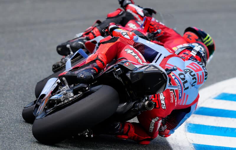 Marc Marquez follows Pecco Bagnaia in 2024 MotoGP Spanish GP