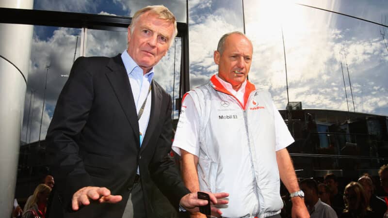 Max Mosley with Ron Dennis outside McLaren F1 hospitality in 2007