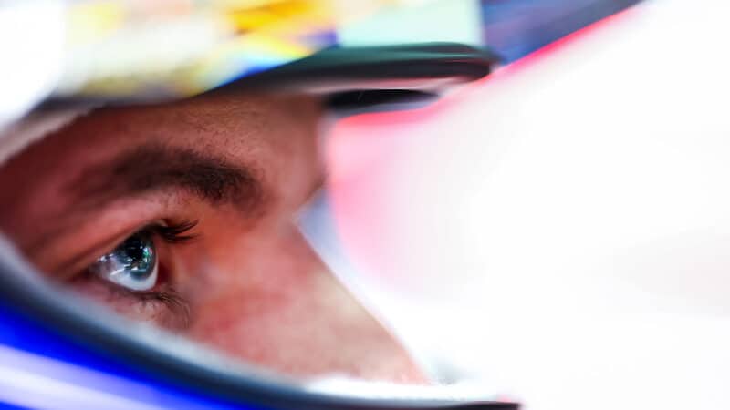 Max Verstappen looks focused wearing his crash helmet at 2024 F1 Chinese Grand Prix