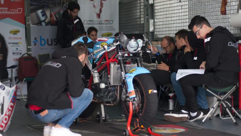 Padua University students with motorbike they have built