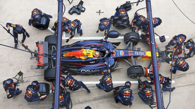 Consecutive battles to stay within touching distance of Max took its toll on Sergio’s tyres