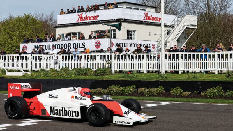 A Niki Lauda celebration, with his McLaren MP4/2 on demo.