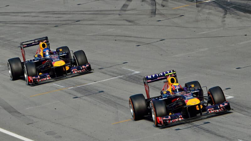 2 ]Mark Webber Sebastian Vettel Red Bull 2013 Malaysian GP Sepang