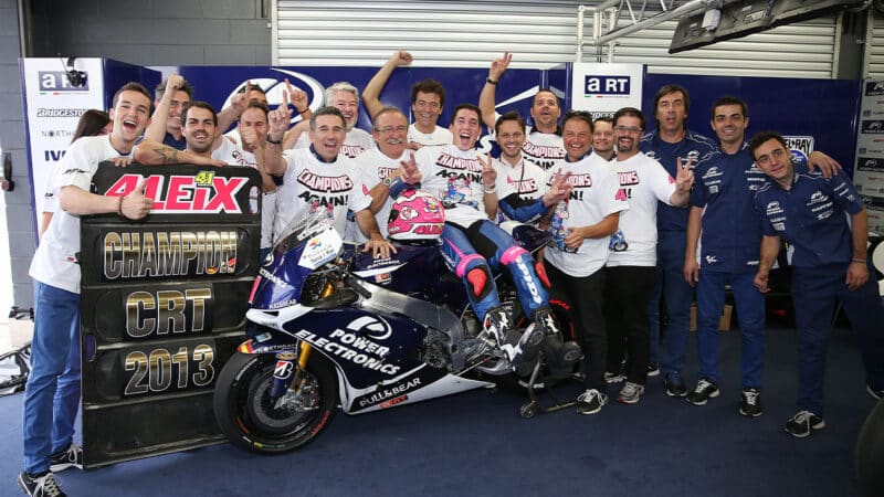 Aleix Espargaro celebrates championship win with team CRT in 2013