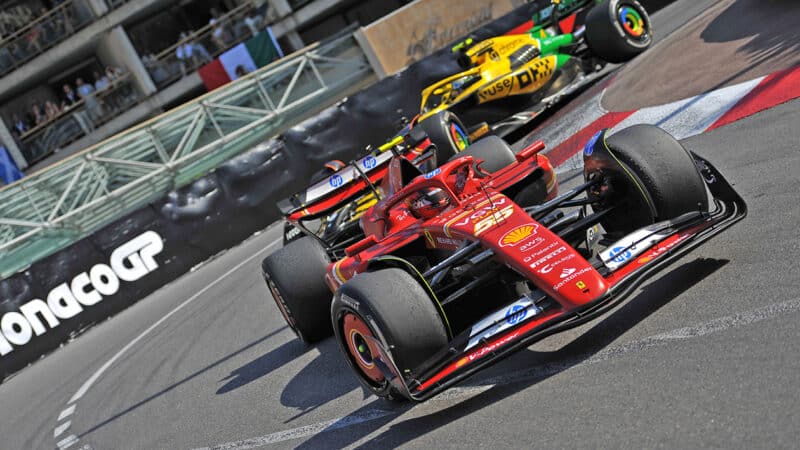 Carlos Sainz leads Lando Norris in 2024 F1 Monaco GP