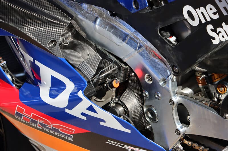 Frame of Honda MotoGP bike at 2024 Jerez MotoGP test