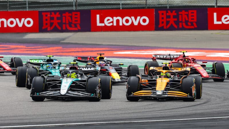 Lewis Hamilton Lando Norris lead the field in China 2024