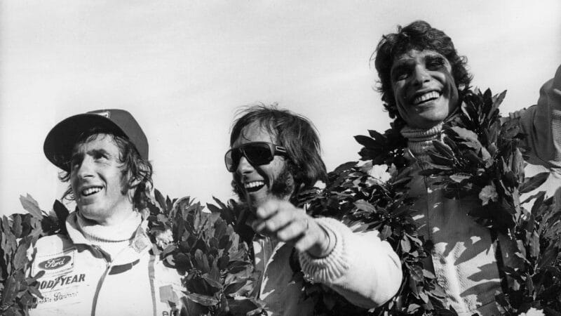 Jackie Stewart, François Cevert and Emerson Fittipaldi, 1973 Argentine GP