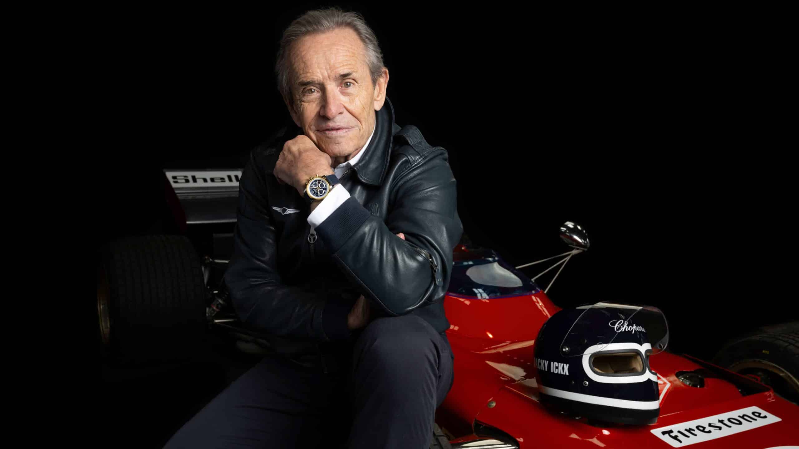 Jacky Ickx wearing the Mille Miglia Classic Chronograph JK7