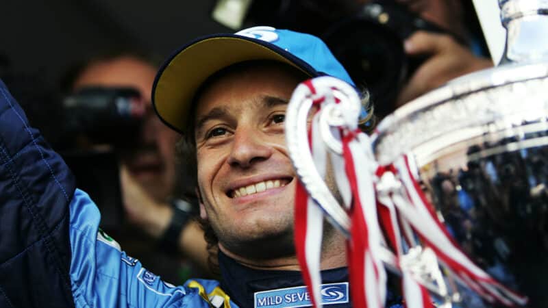 Jarno Trulli celebrates victory in 2004 F1 Monaco Grand Prix