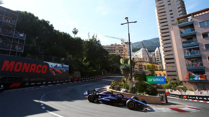 Logan Sargeant at Monaco hairpin in 2024 F1 Grand Prix
