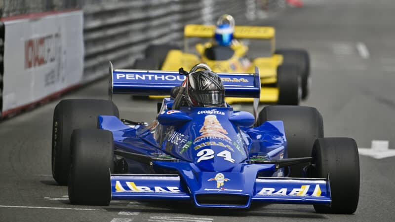 Michael Lyons in Hesketh 308E at 2024 Historic Monaco GP
