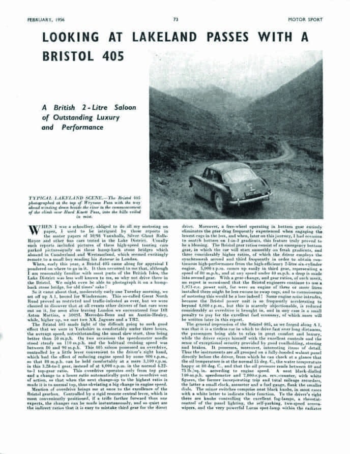 Motor Sport Magazine Bristol Lakes Feb 1956 1