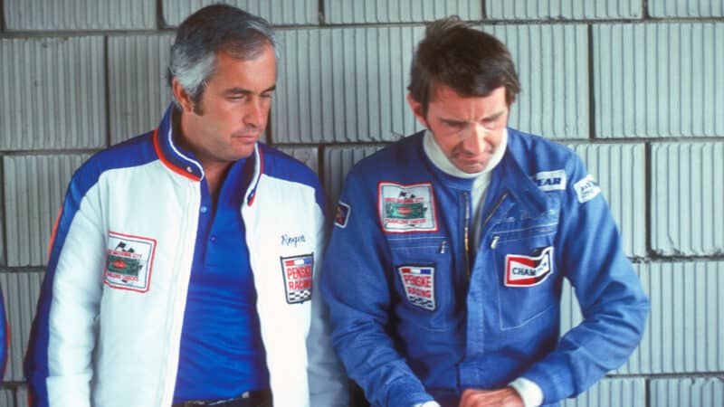 Roger Penske with John Watson at the 1976 Dutch GP