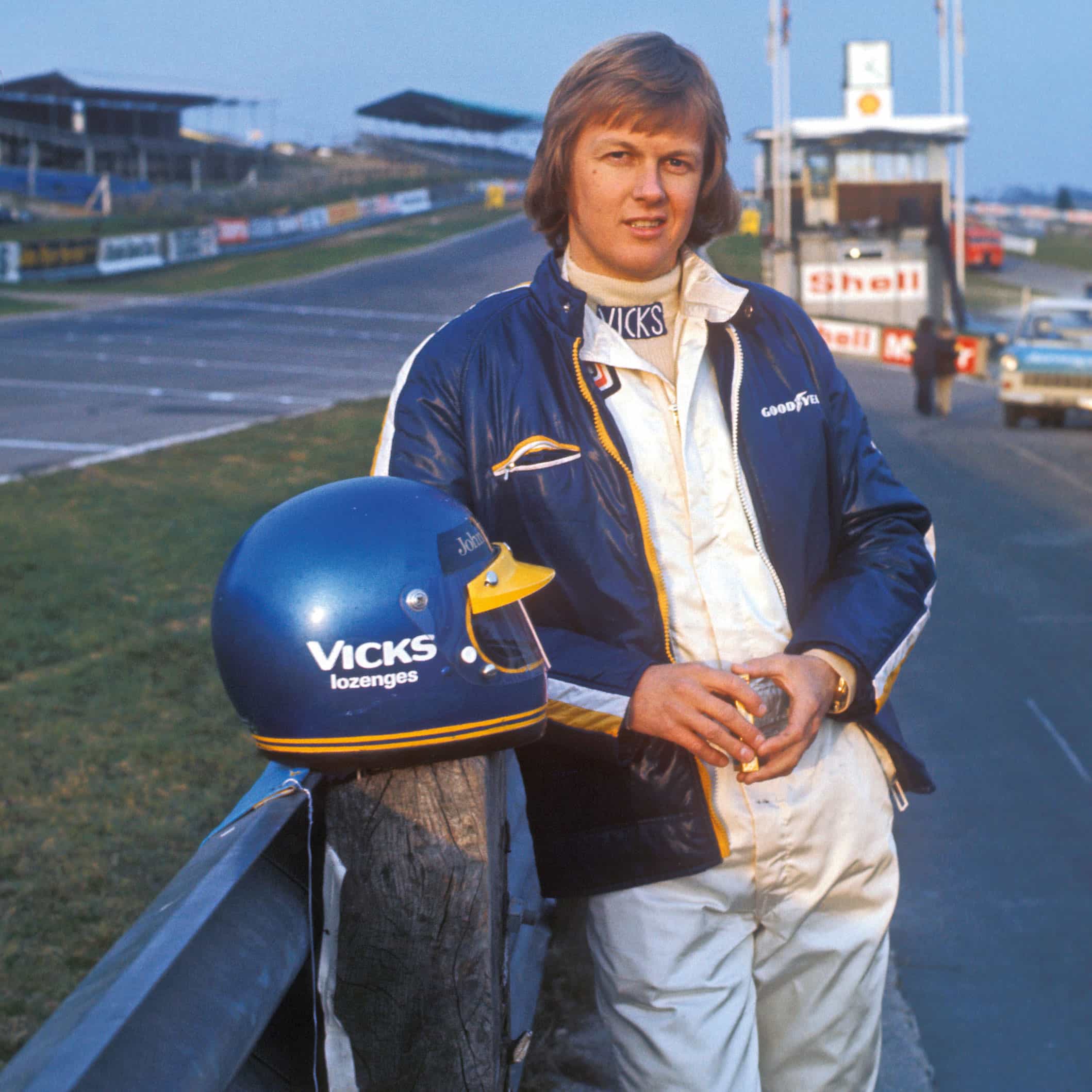 Ronnie Peterson smiles with helmet