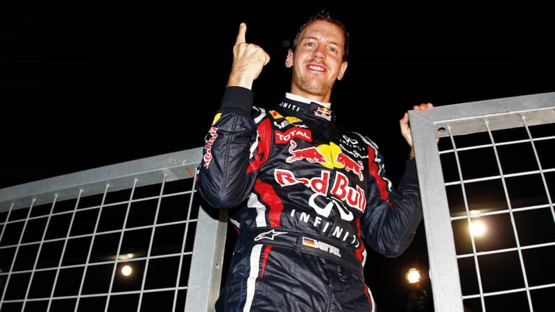 Sebastian Vettel celebrating win