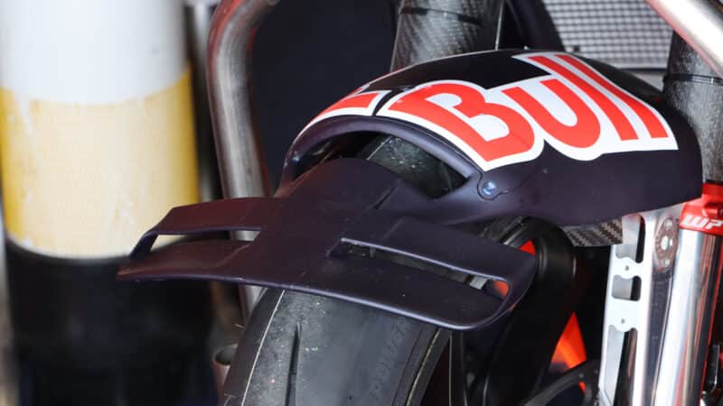 Winglet on fender of KTM MotoGP bike at 2024 Jerez test