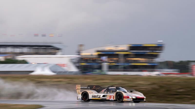 Jota No12 car at Le Mans airport shakedown in 2024