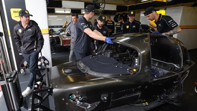 Jota team begin work rebuilding No12 car from bare chassis at Le Mans 24 Hours