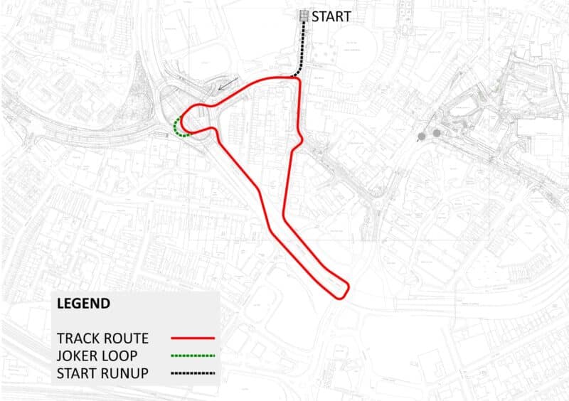 Map of proposed Coventry World Rallycross street circuit