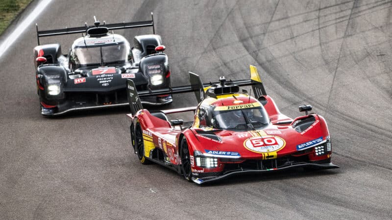 No50 Ferrari leads No7 Toyota in Le Mans 24 Hours