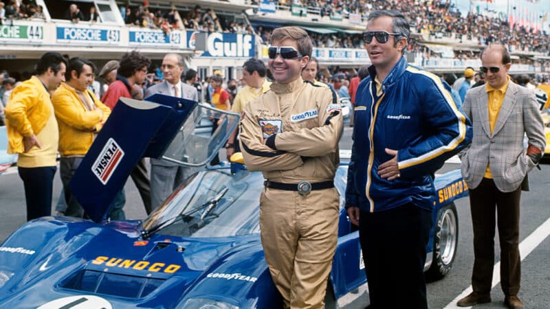 Roger Penske with Mark Donohue at Le Mans in 1971