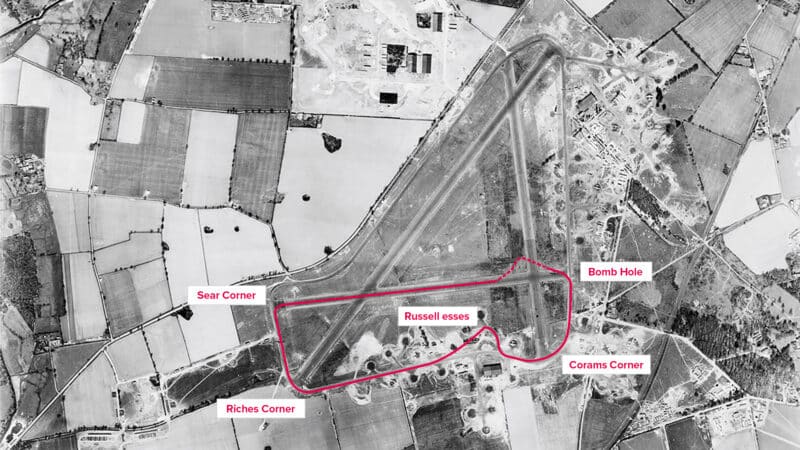 Snetterton circuit overlaid on airfield