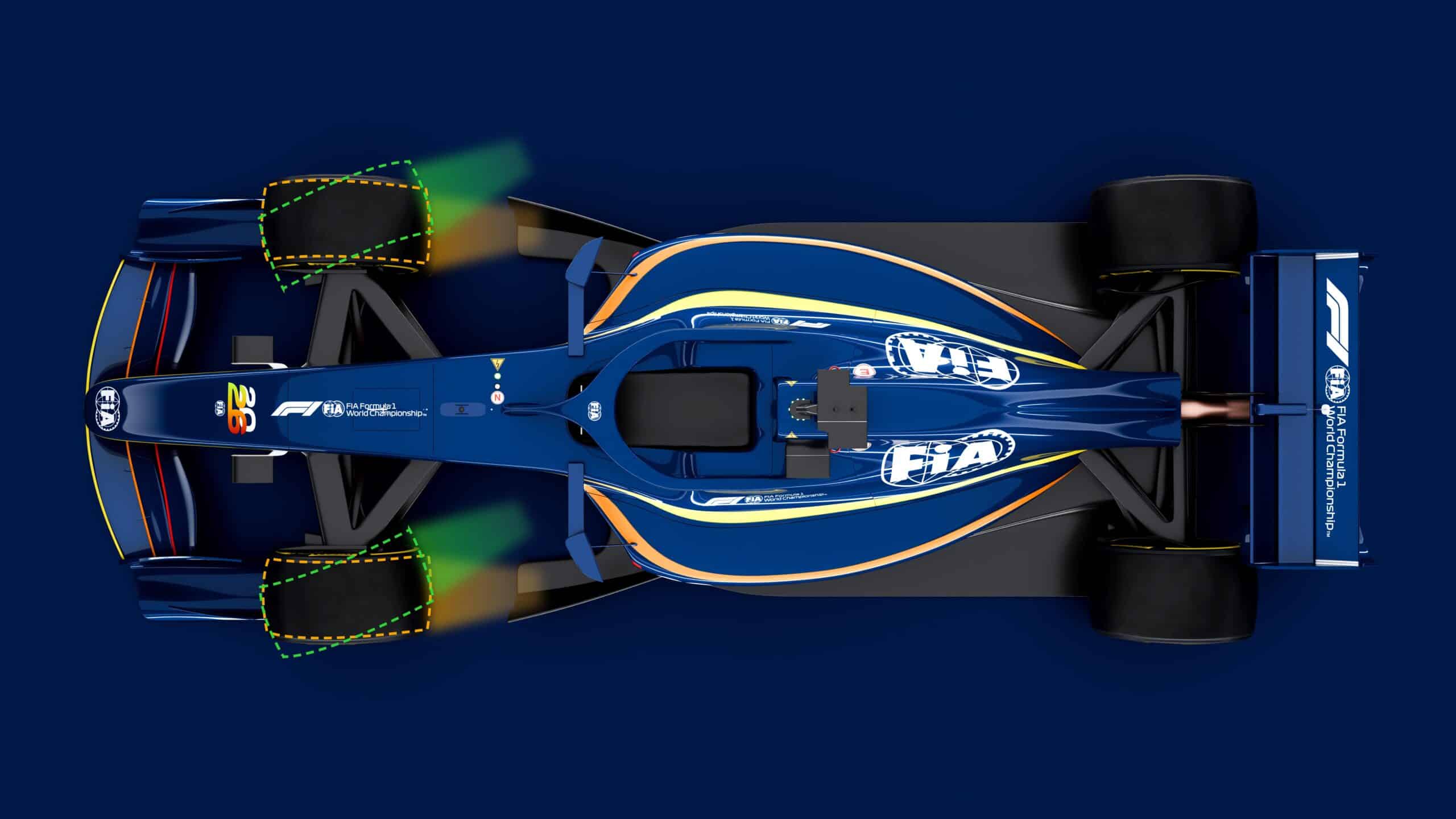 Turned wheels airflow on prototype 2026 F1 car