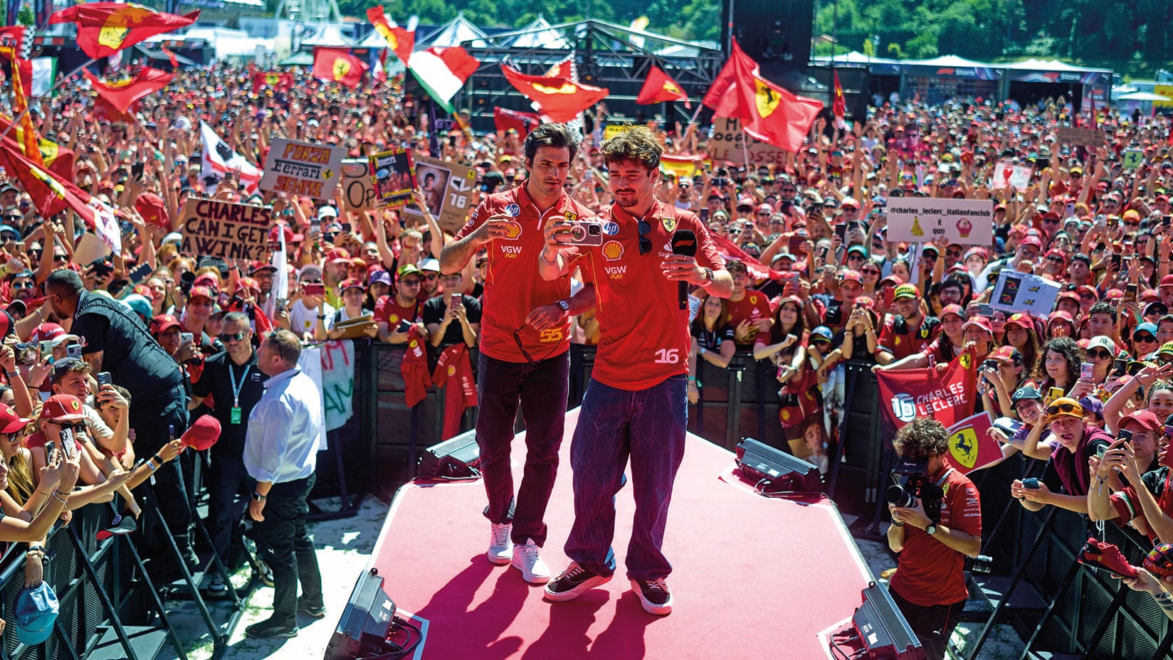 Carlos Sainz and Charles Leclerc at Imola