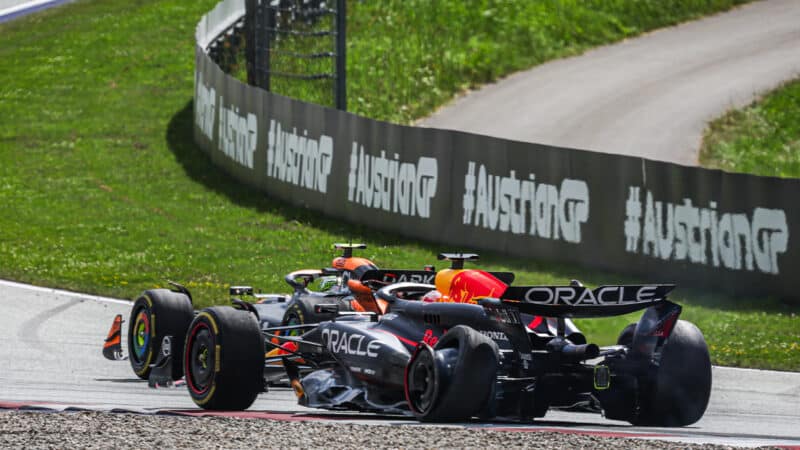Damaged Red Bull of Max Verstappen after 2024 Austrian GP crash with Lando Norris