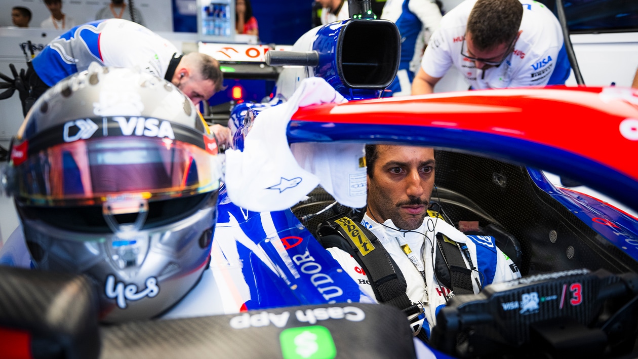 Daniel Ricciardo inside cockpit of RB F1 car