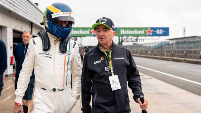 David Brabham with Paddy Lowe in Silverstone pitlane