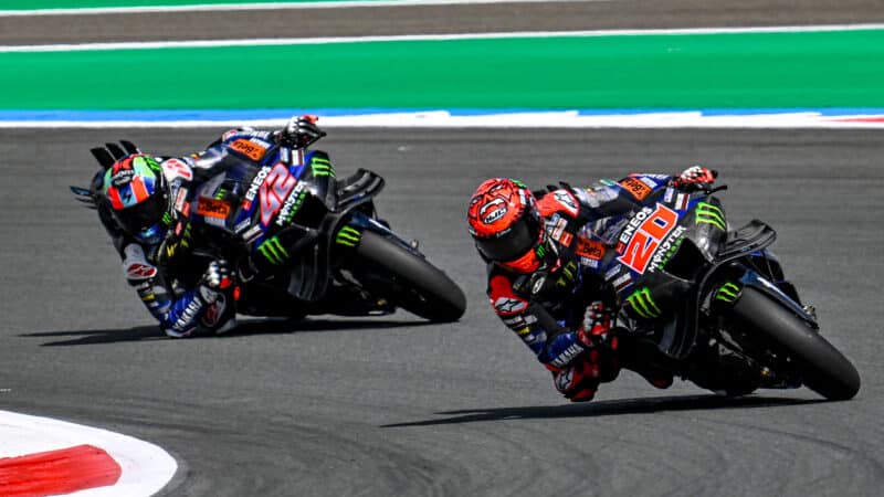 Fabio Quartararo leads Yamaha MotoGP teammate Alex Rins