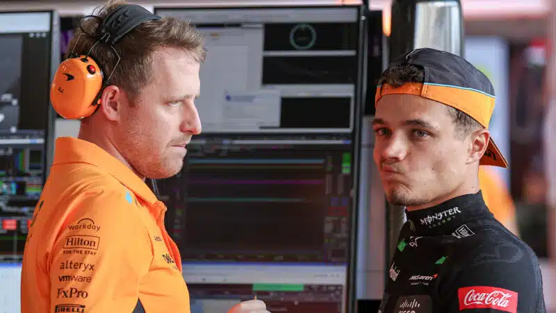 Lando Norris with McLaren F1 race engineer Will Joseph