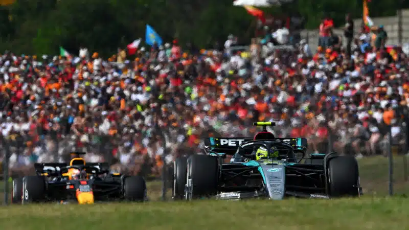 Lewis Hamilton ahead of Max Verstappen in 2024 Hungarian Grand Prix