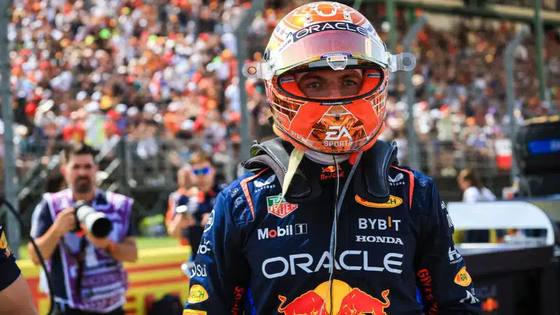 Max Verstappen with helmet on during 2024 F1 Hungarian Grand Prix