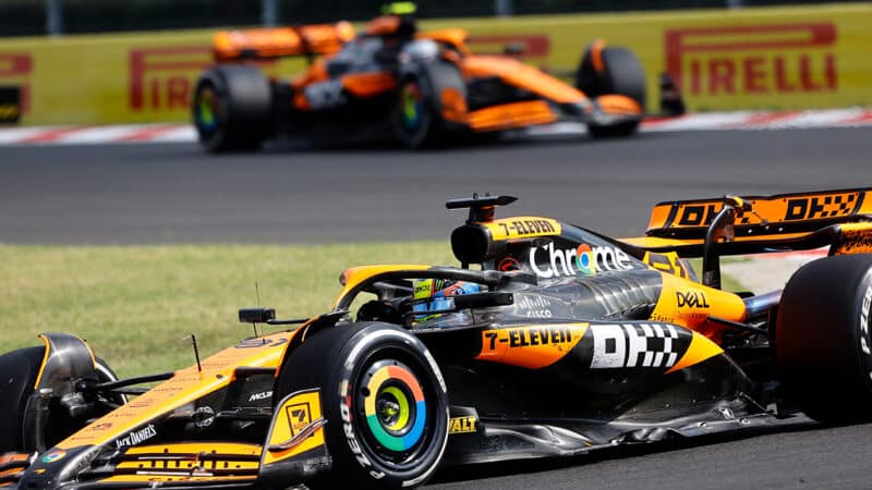 Oscar Piastri leads Lando Norris in 2024 Hungarian Grand Prix