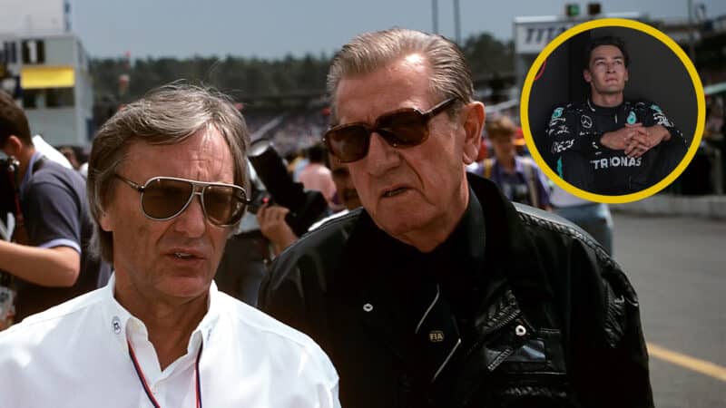 Belgian Grand Prix George Russell pictured alongside Bernie Ecclestone and Jean-Marie Balestre in 1991