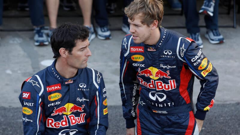 Sebastian Vettel talks to Mark Webber at the 2010 Turkish Grand Prix