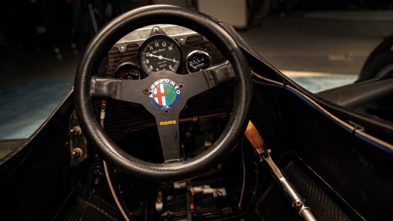 the Alfa is full of date-correct details, with Giacomelli insisting on originality