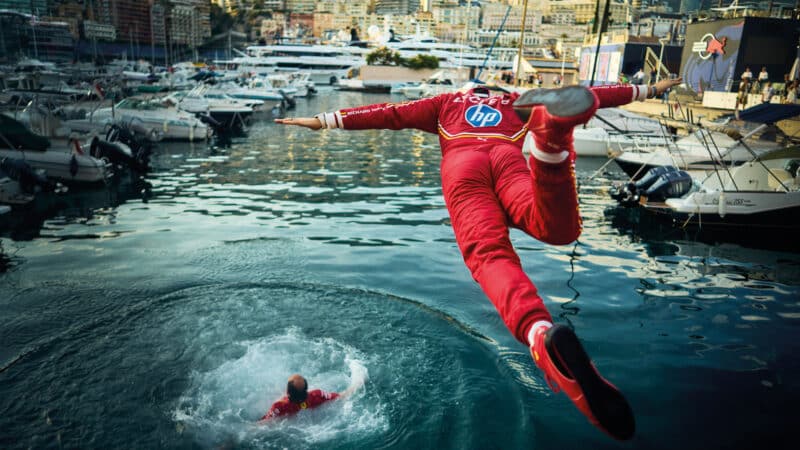 Ferrari Monaco GP dive into water