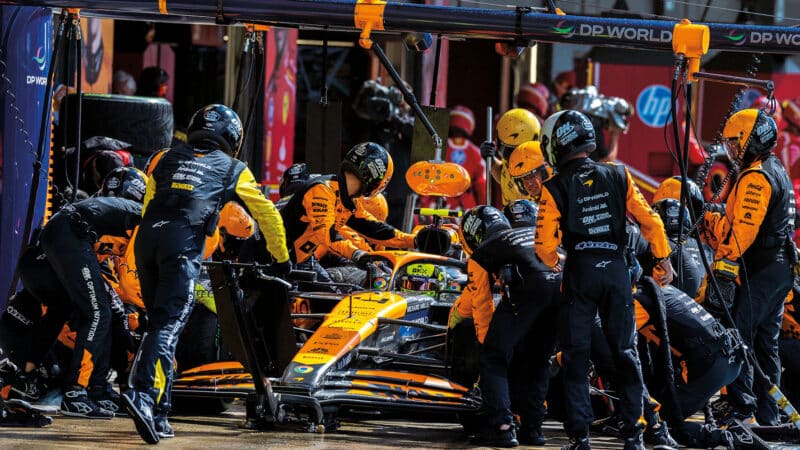 Norris in pitstop at the British GP