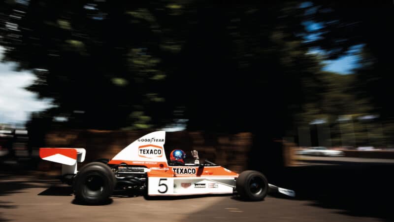 The McLaren M23 at Goodwood with Emerson driving