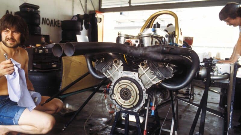 Wolf mechanics at the 1977 Spanish GP