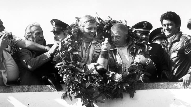 Van Lennep and Herbert Müller celebrate the spoils in 1973