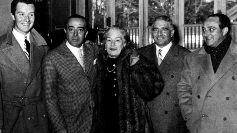 Left: The Agusta clan. Corrado, Domenico, Contessa Giuseppina, Vicenzo and Mario