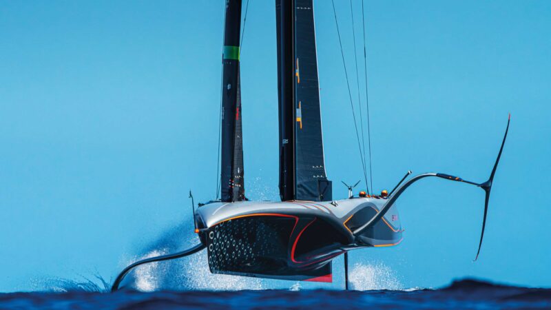 America’s Cup vessels ride above the water