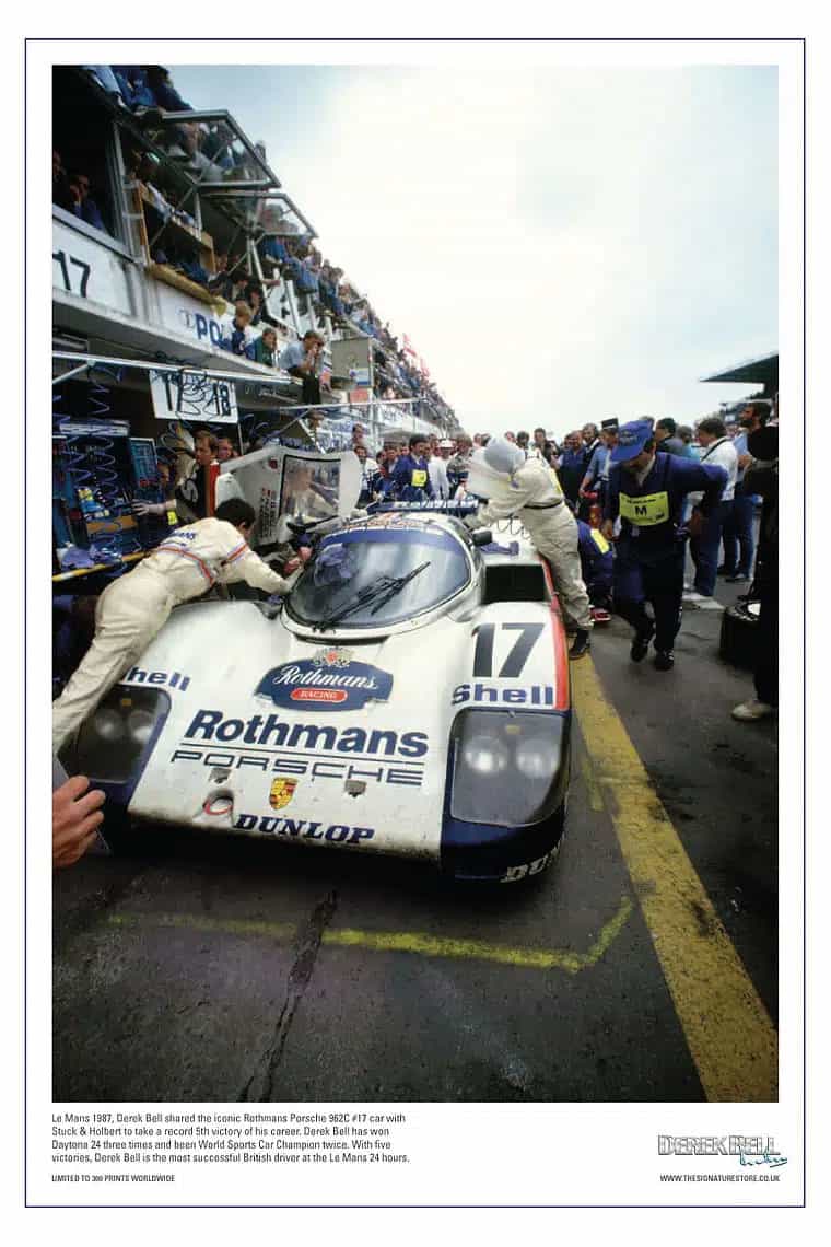 Derek Bell signed Le Mans 1987 lithograph