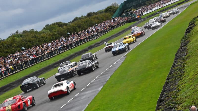 Full grid of sports cars at 2024 Goodwood Revival